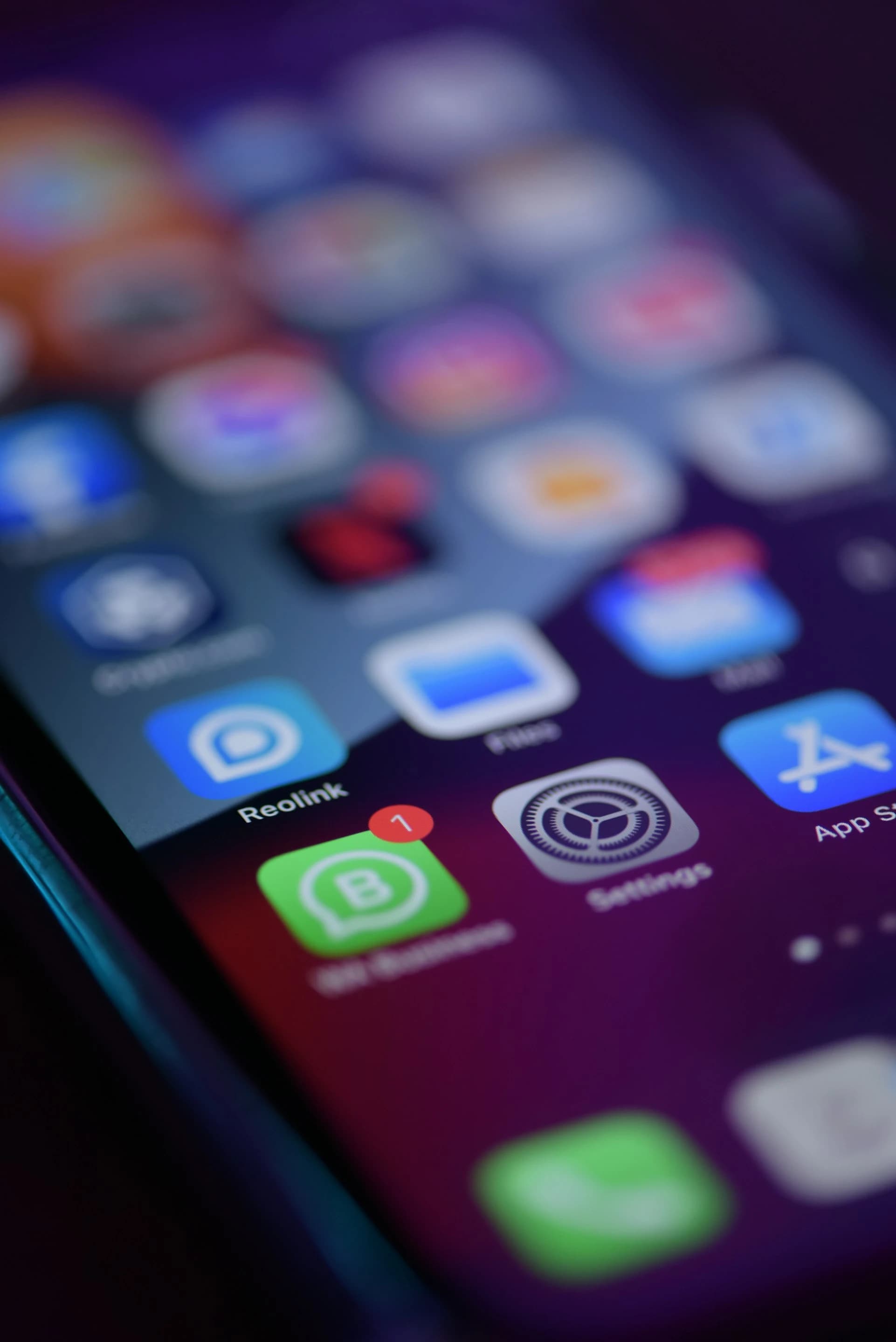 App icons on a dark screen