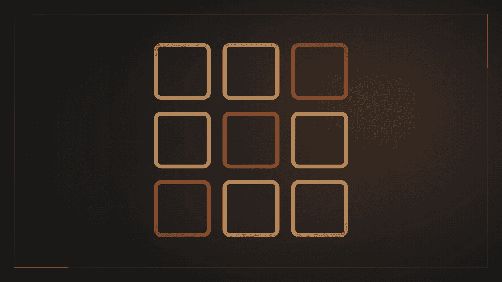 A three-by-three grid of tiles with one picked out in a warmer tone, representing the holdings inside a stock portfolio.