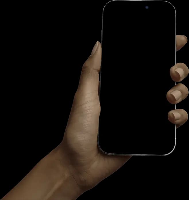 A hand holding a phone running the Gravon app