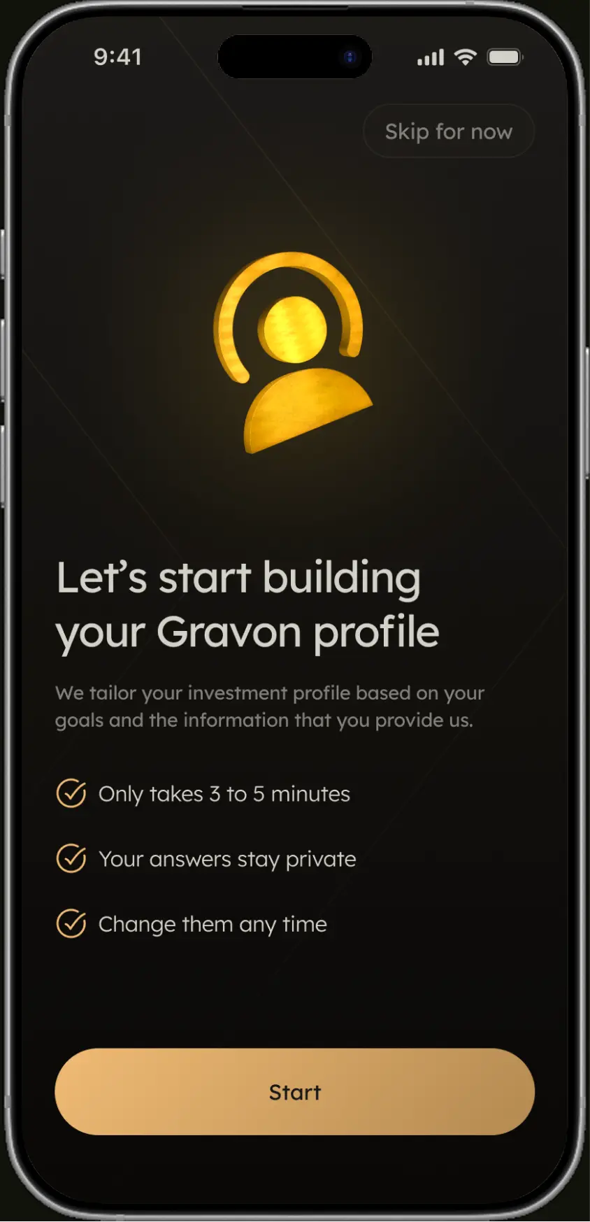 Gravon app on a phone